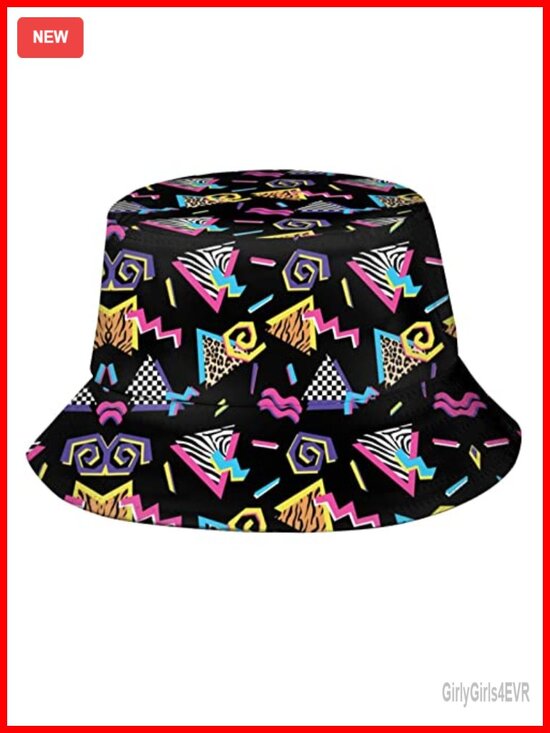 Accessories - Retro 80s 90s Unisex Polyester Bucket Hat Packable Sun Hat